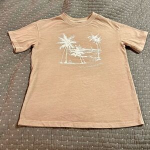 Cat & Jack Boys Beige T-Shirt with White Graphic Sz L (10/12)